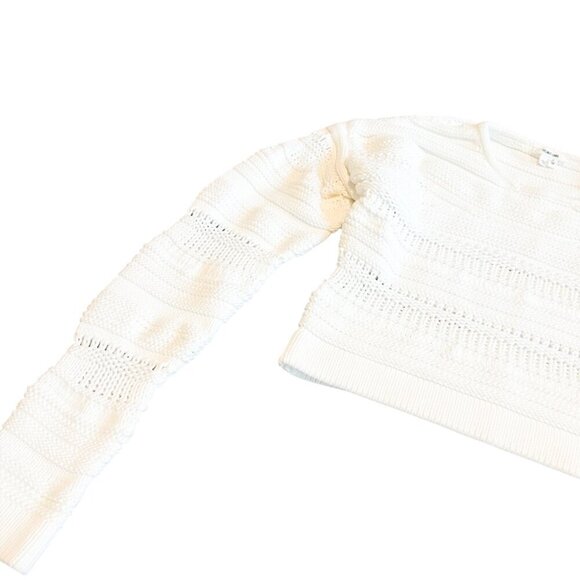 Helmut Lang Pullover Chunky Knit White Sweater Cropped Stretch Size Small Womens - Picture 6 of 12